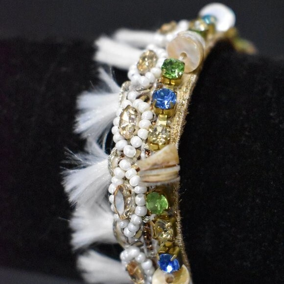 Deepa Gurnani Handmade Cotton Bracelet Boho Beaded India Ethnic Statement - Picture 11 of 15